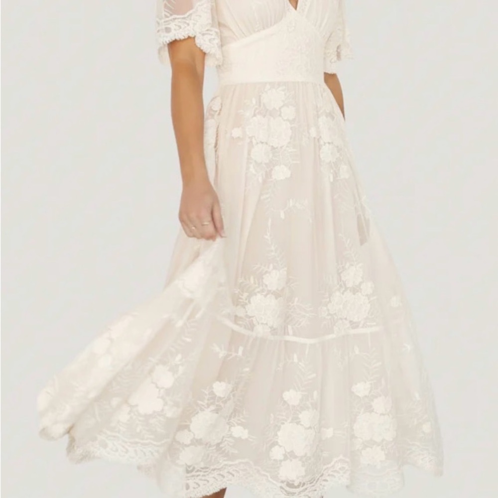 Baltic Born Ivory Floral Lace Maxi Dress